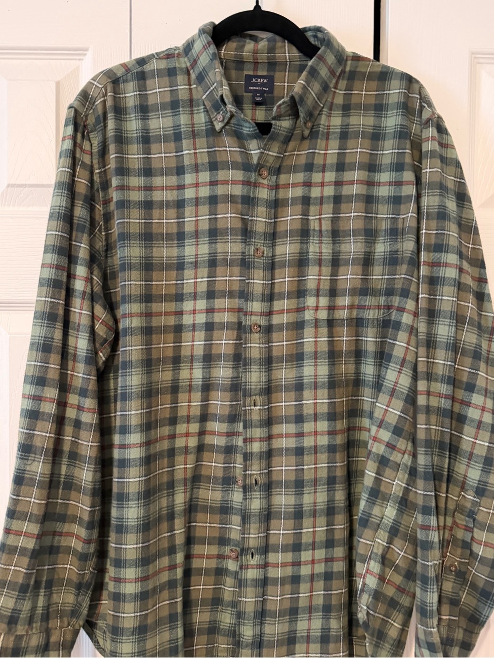 NWT J.Crew Brushed Twill Green Plaid Button Down Shirt Men's Medium